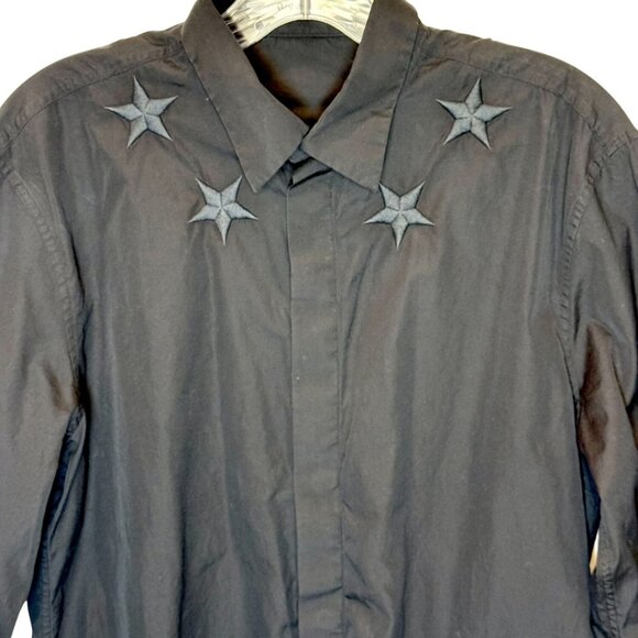 Givenchy Black Embroidered Stars Shirt - Size 15.5 Collar - Picture 9 of 9